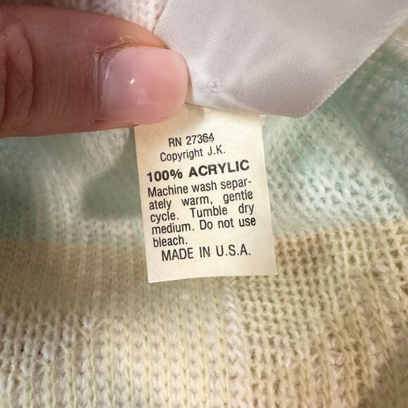 Vintage 80's 90’s Pastel Winter Sweater Chunky Knit Ugly Christmas Crew Neck - Picture 10 of 11